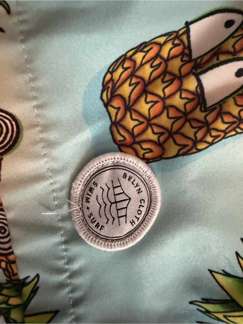 Brooklyn Cloth Pineapple Swim Trunks - Light Blue & Green